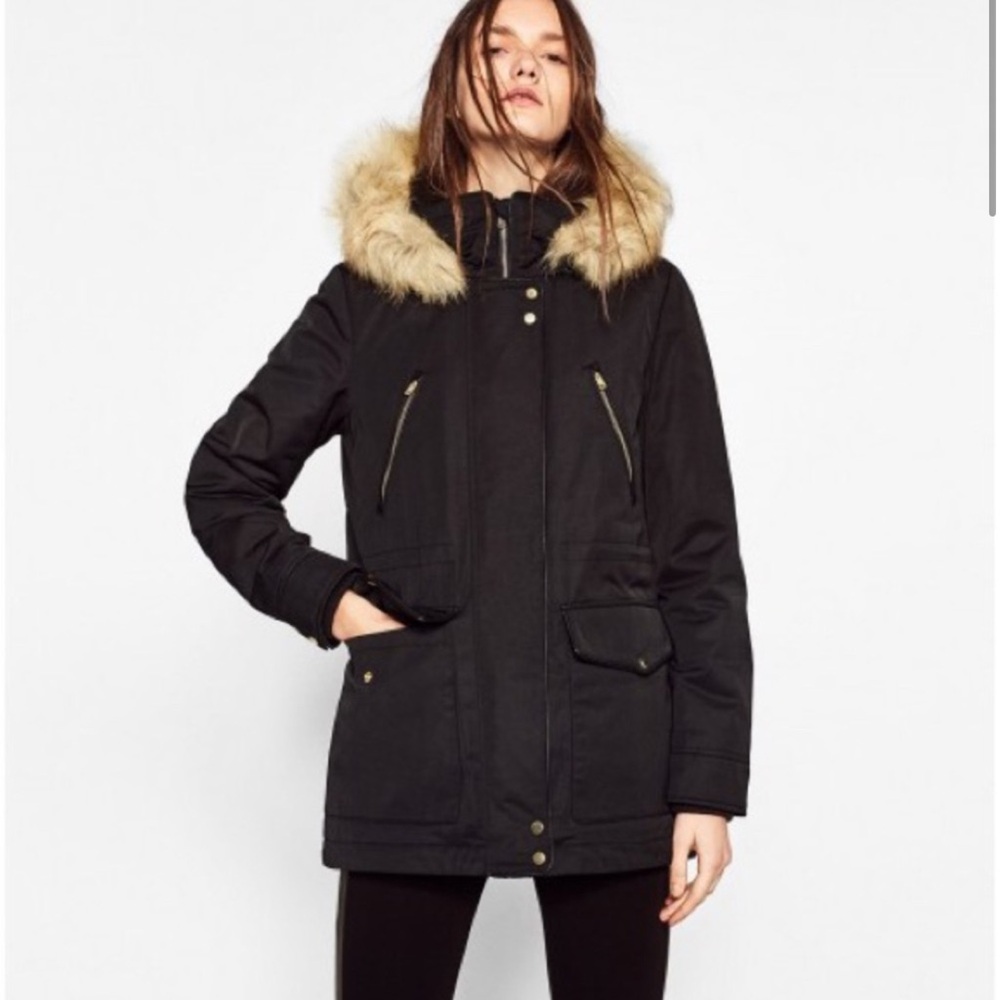 Zara faux Fur-Lined Parka size M